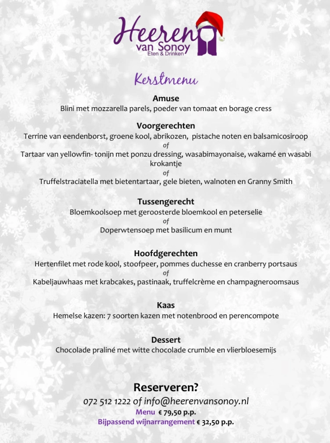 De Heeren van Sonoy x Kerst Menu 2025